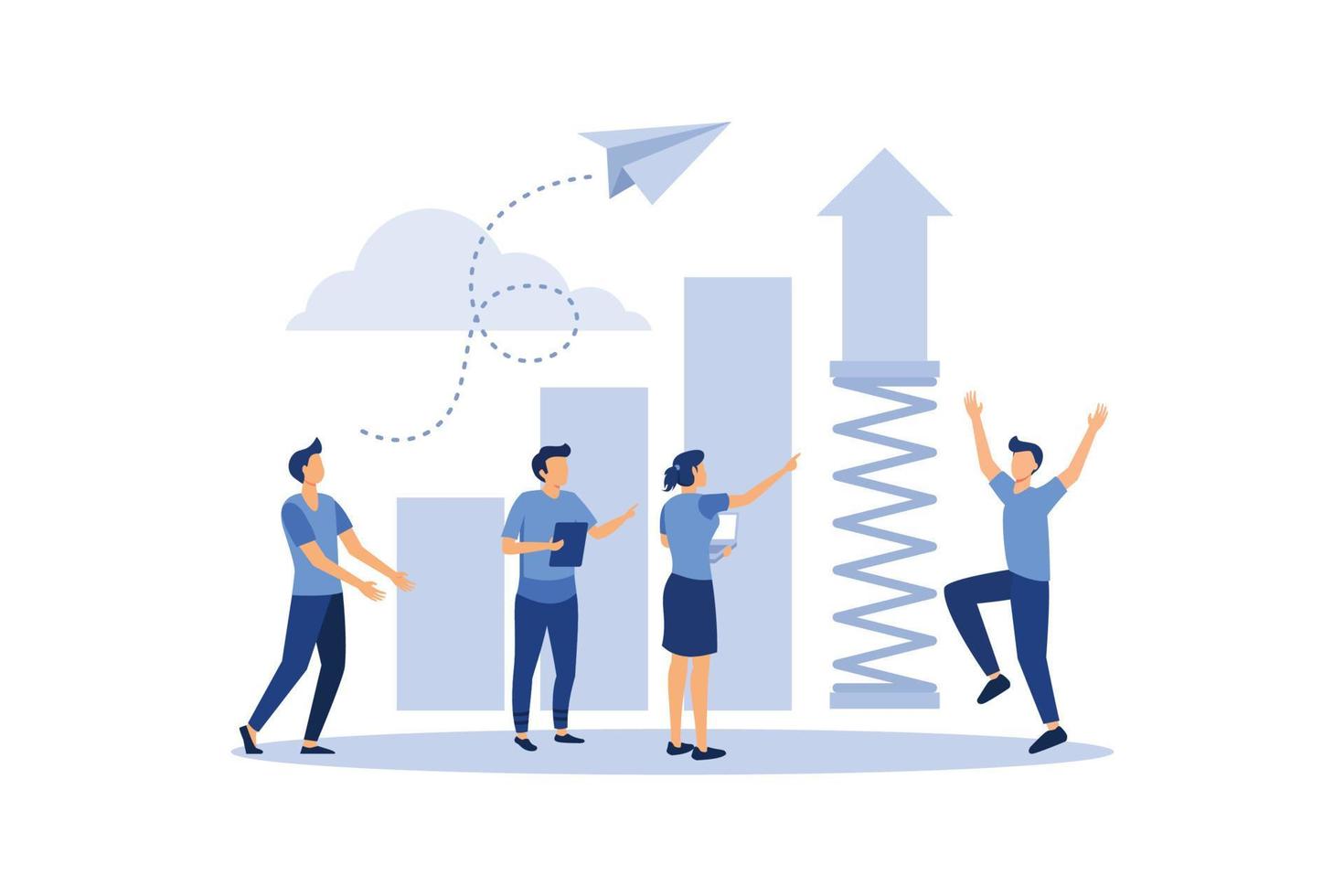 prepare-the-launch-of-a-business-project-rise-of-career-to-success-business-analysis-take-off-scale-up-flat-design-illustration-vector